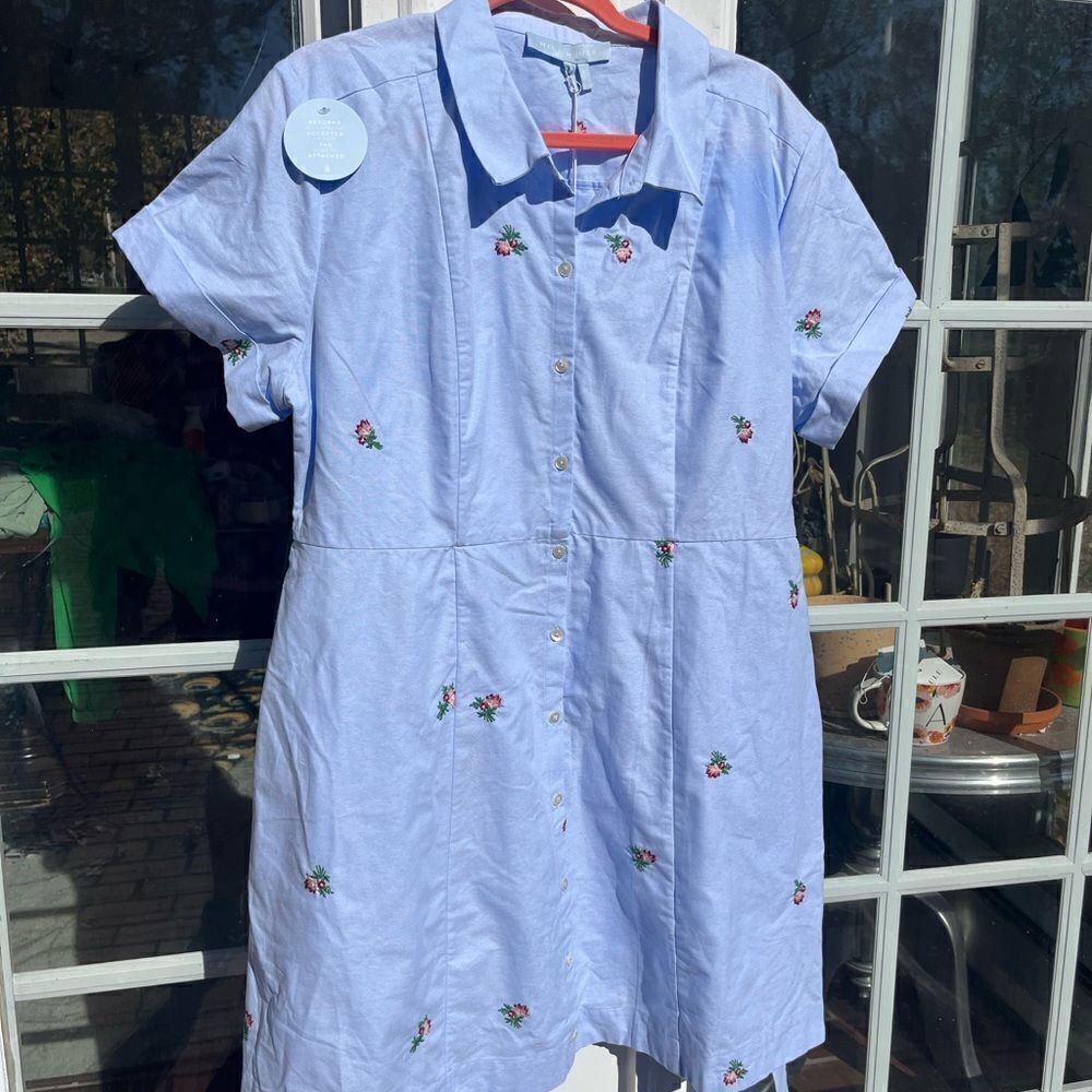 Hill House Oxford Blue Floral Embroidery Laura Dress NWT - Picture 6 of 9